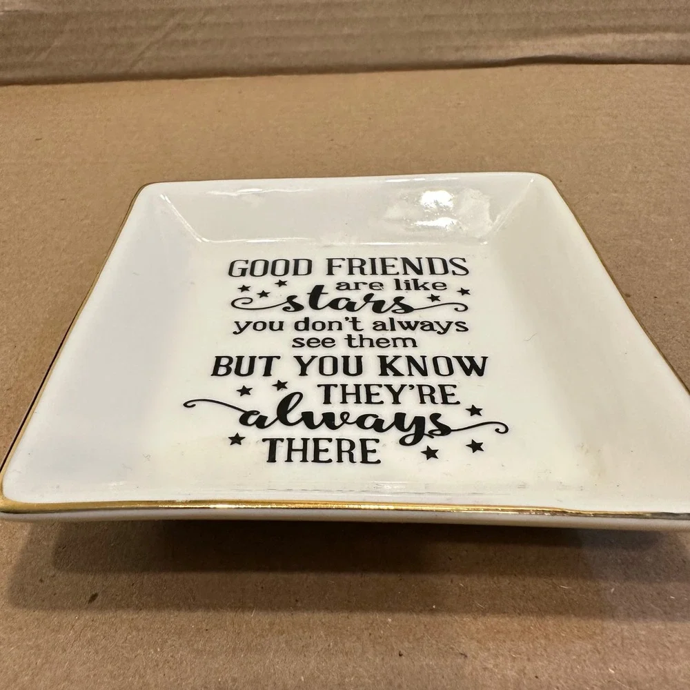 Ceramic Trinket Dish‎ Good Friends Like Stars Keepsake Jewelry Ring Holder